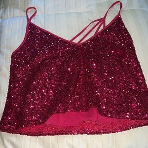 Express x Olivia Culpo Sequin Cropped Tank